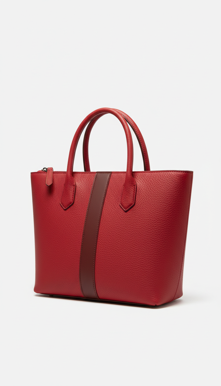 Bolso tote estructurado de cuero carmesí